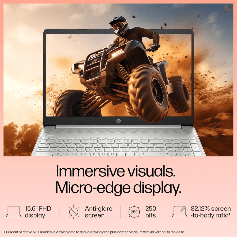 HP 15s Intel Core i5 12th Gen (8GB DDR4 RAM/ 512 GB NVMe M.2 SSD/Windows 11 / MS Office'2021 / FHD 15.6" (39.6 cm) + Backlit Keyboard/Silver / 1.59 kg/Dual Speakers)