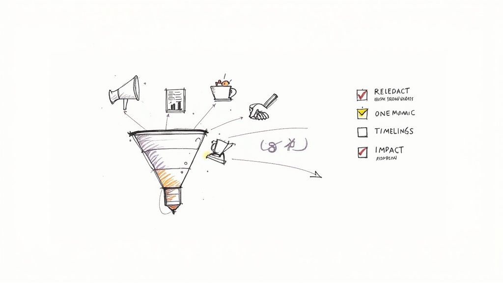 A person looking at a board with ideas, representing finding a newsworthy angle.