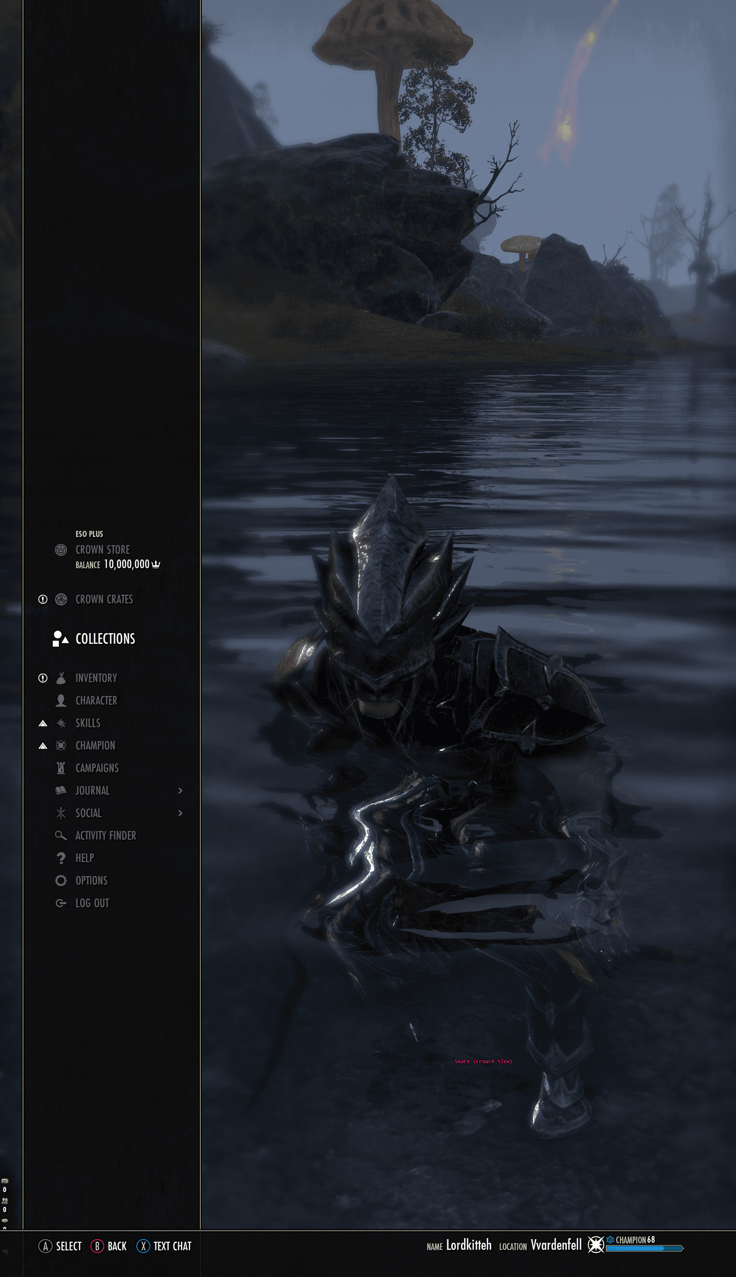 Menu system, portrait aspect, ESO • ZOS