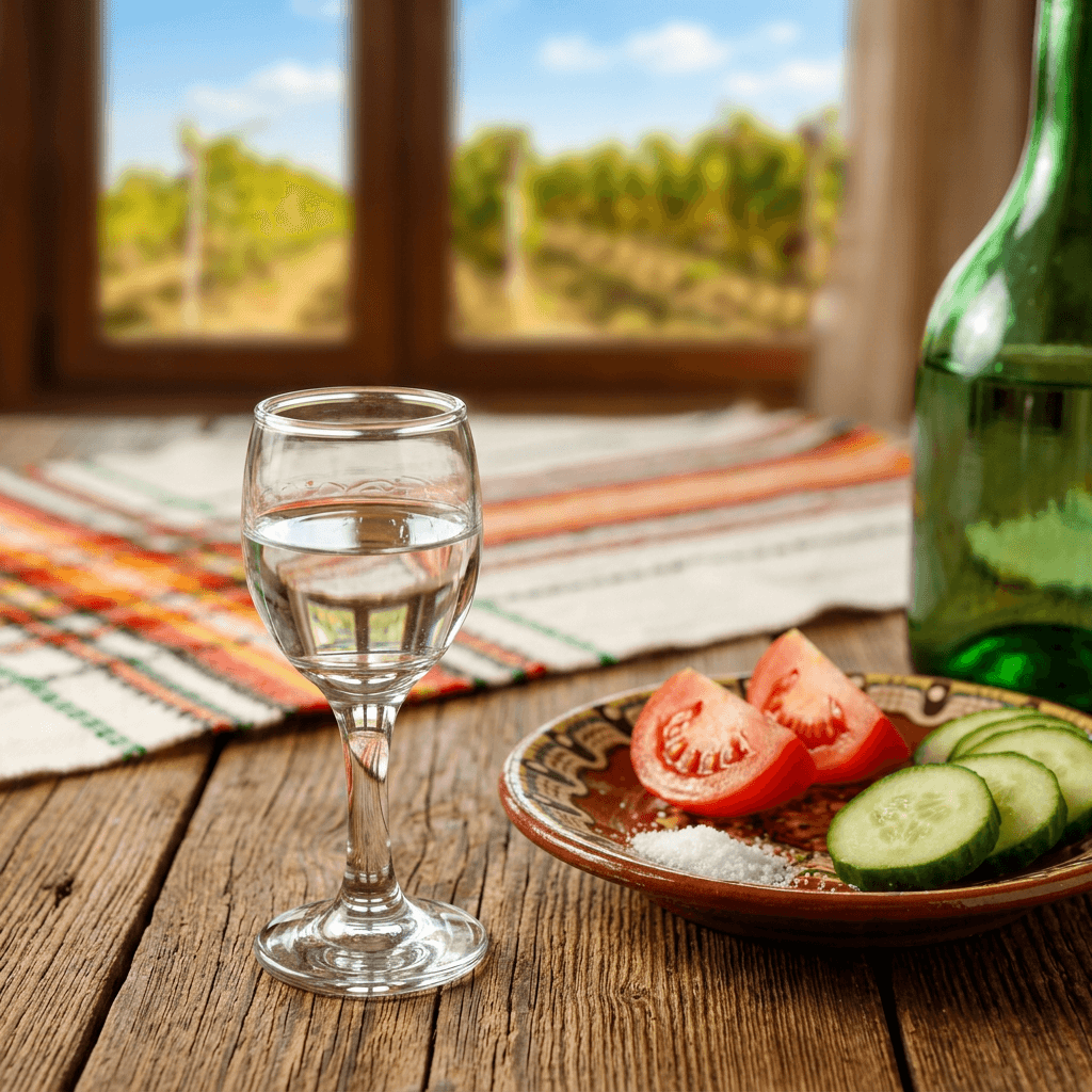 bulgarian rakia with salad