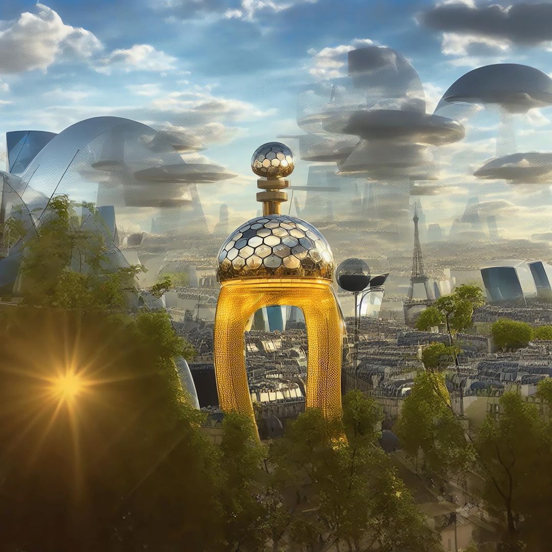A Guerlain Bee Bottle nestled in the heart of the Vallée de la Millière via generative AI.