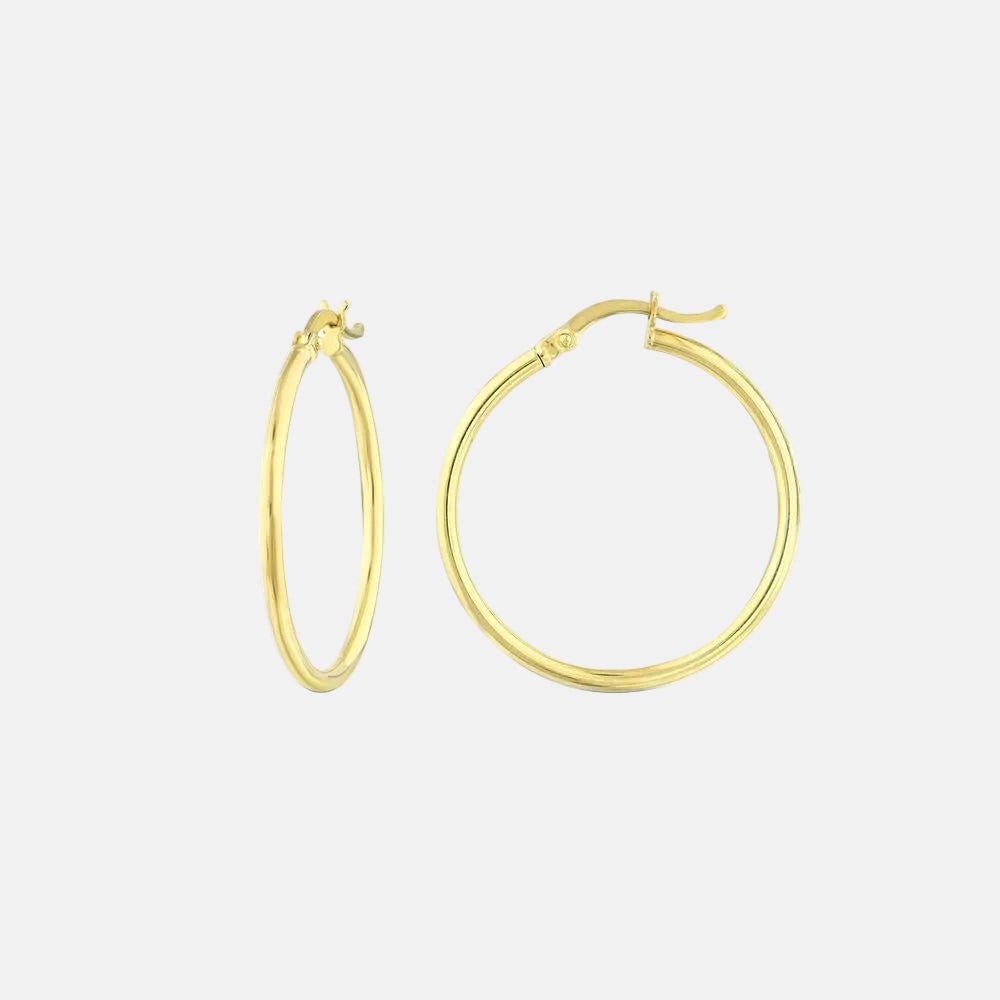 Assos Pırlanta 14 Ayar Sarı Altın 3 cm Halka Küpe