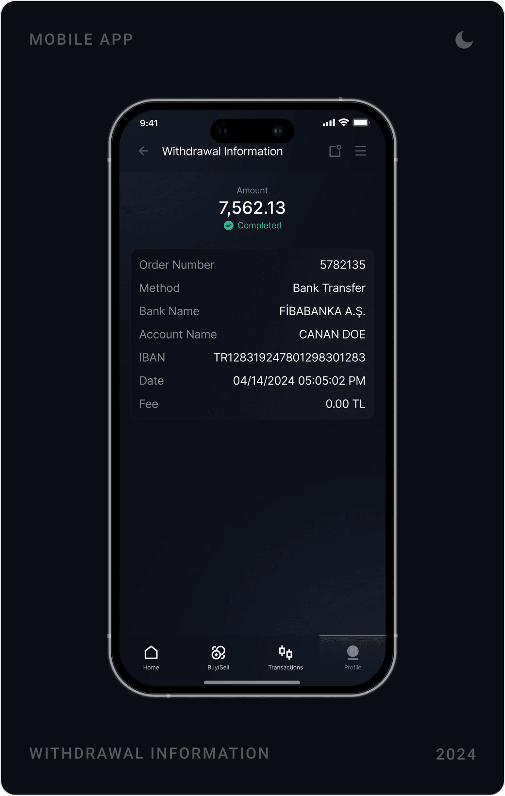 Clean Withdrawal Detail Confirmation Screen Design