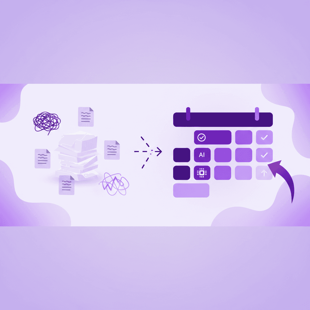 Comparing a disorganized study environment with a clean, digital exam study schedule calendar