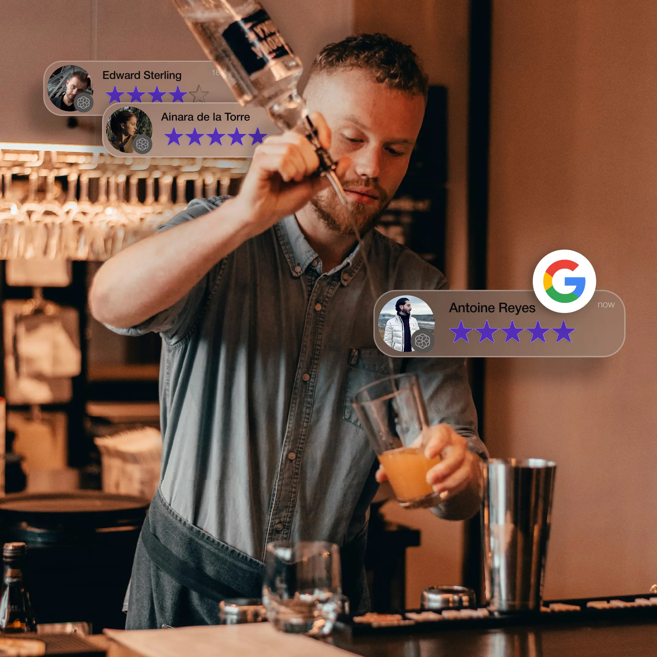 Digital loyalty program at a bar with Luyoa®Cards for hospitality