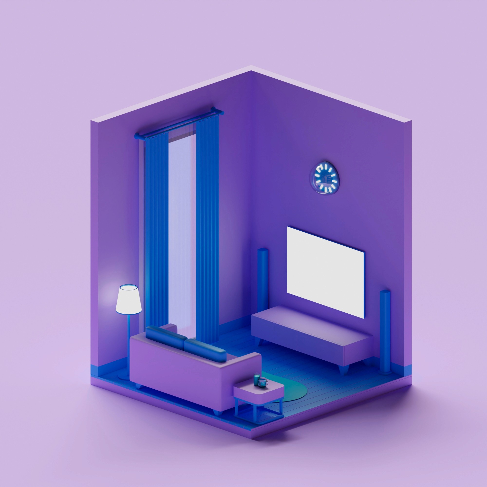 3d interior of family room