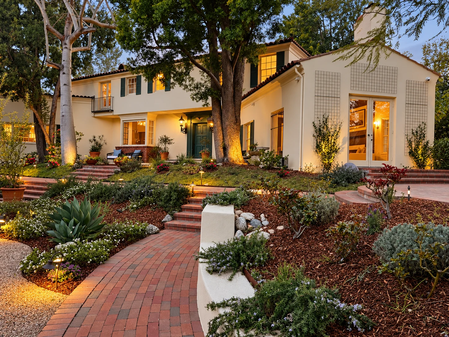 california spanish home and garden design and sintallation with lighting