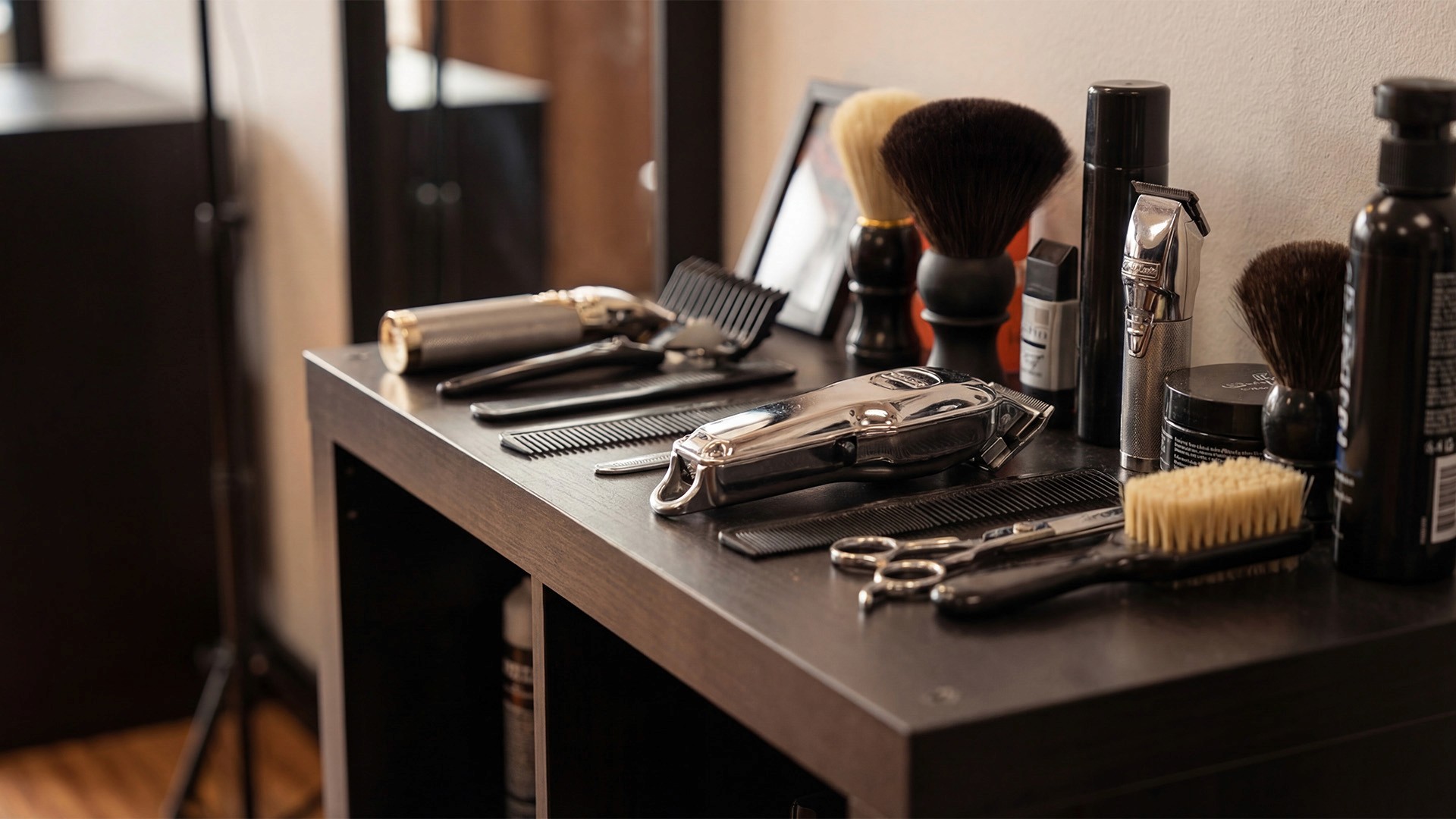 Barber's tool belt with scissors and combs