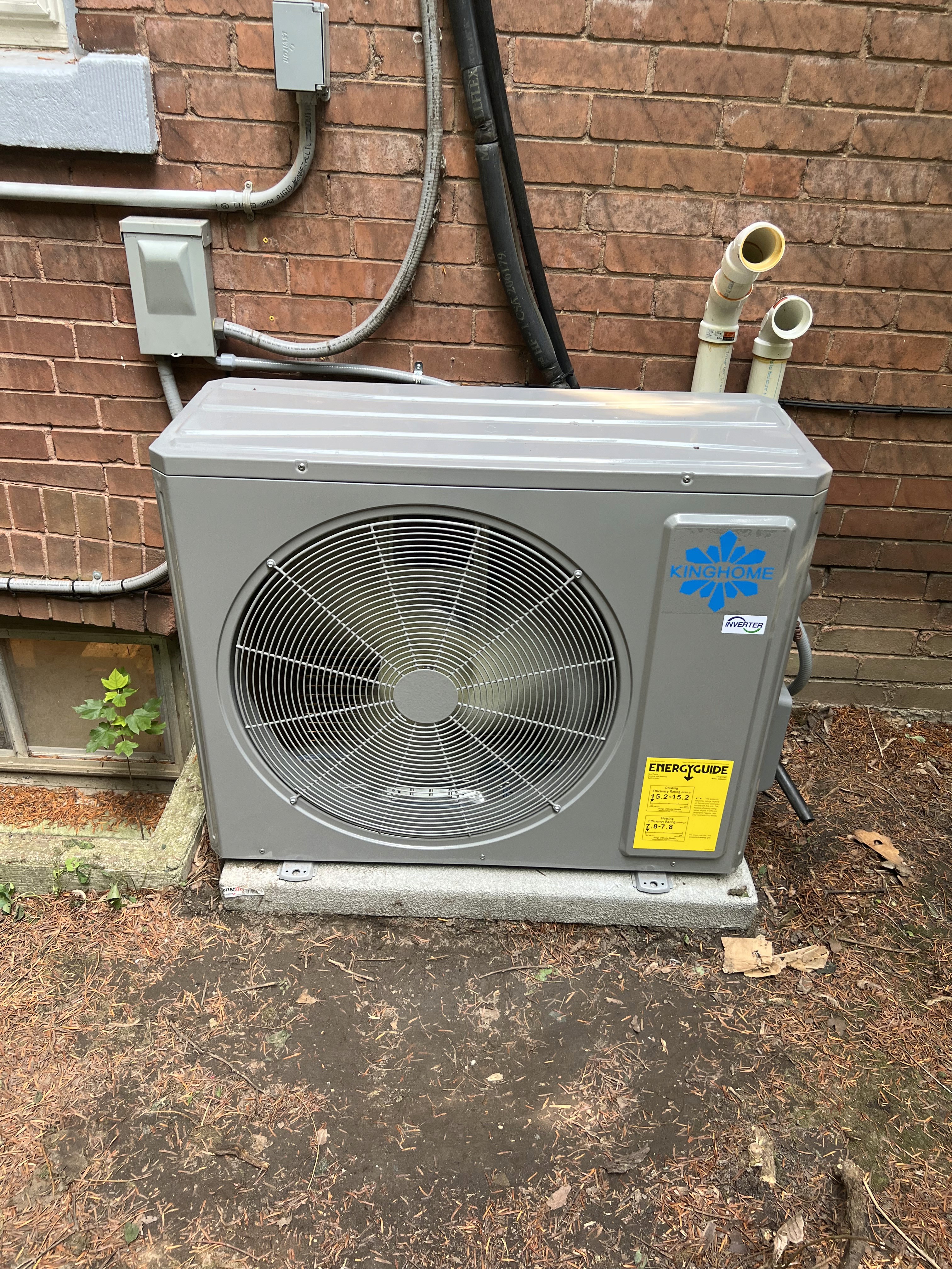 Outdoor heat pump unit installed at a Toronto home