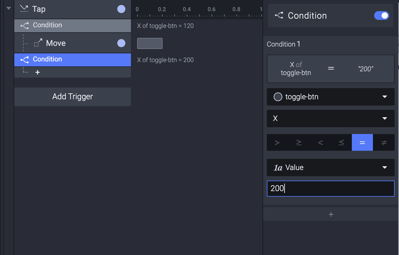 create second condition for toggle button