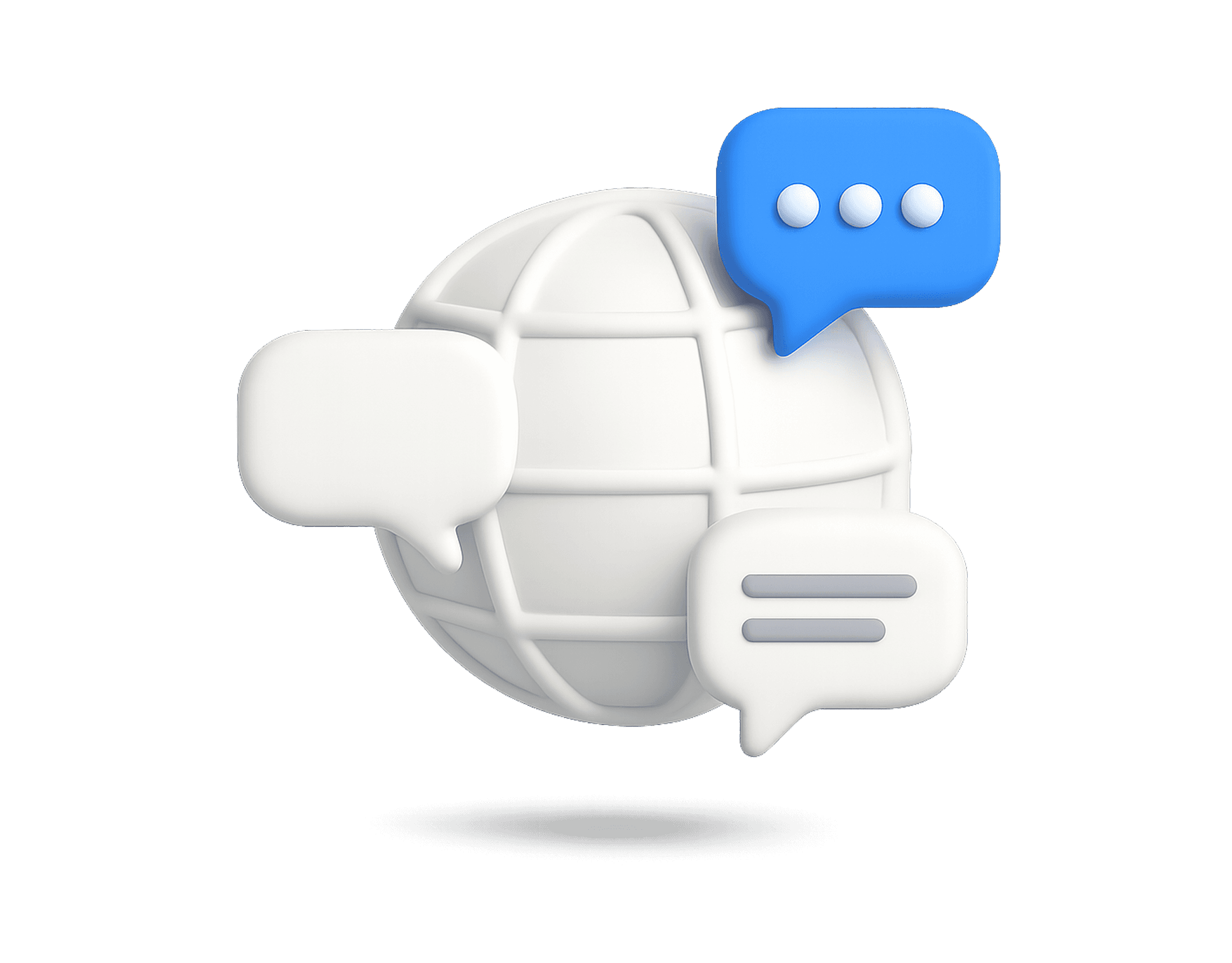 3D globe with chat bubbles symbolizing global communication and multilingual conversations