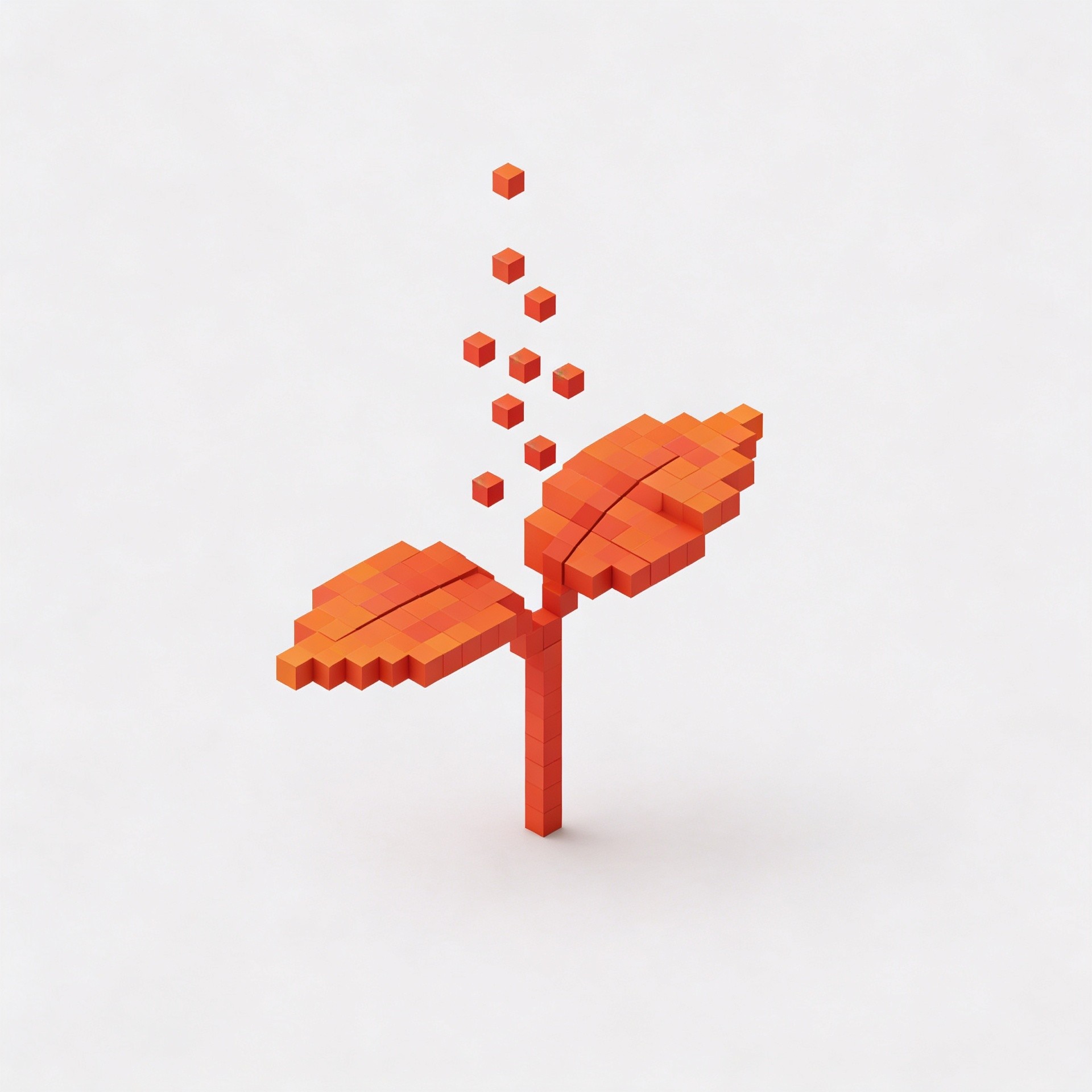 Orange voxel seedling symbolizing simple growth tactics
