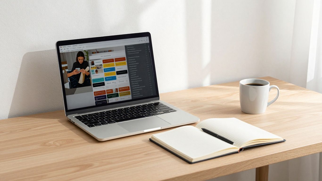 A clean desk with organised digital workspace