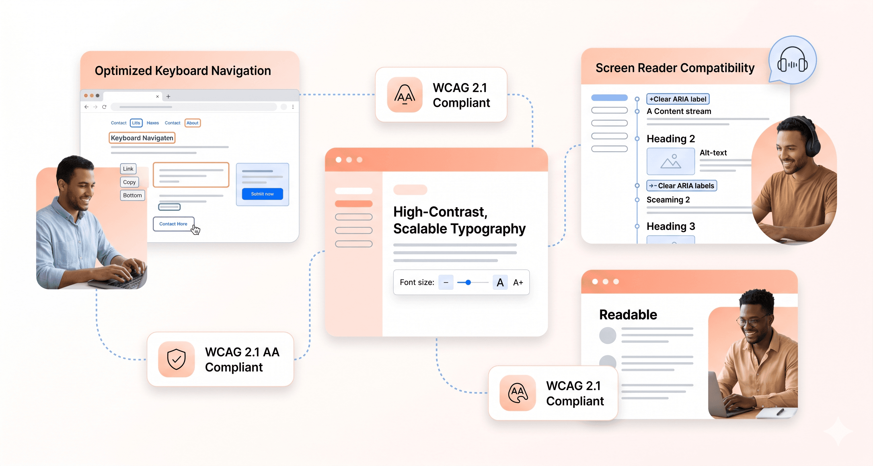 Accessible SaaS frontend interface with keyboard navigation, screen reader support, inclusive workflows, and usability optimization features.