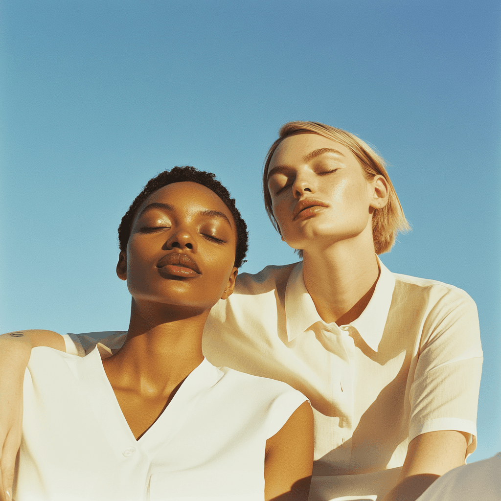 Two women with smooth skin