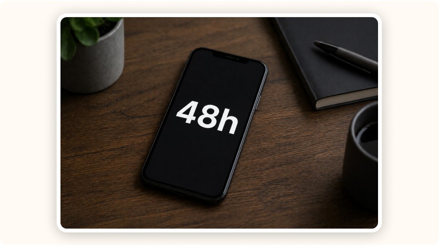 “48h” on phone’s screen