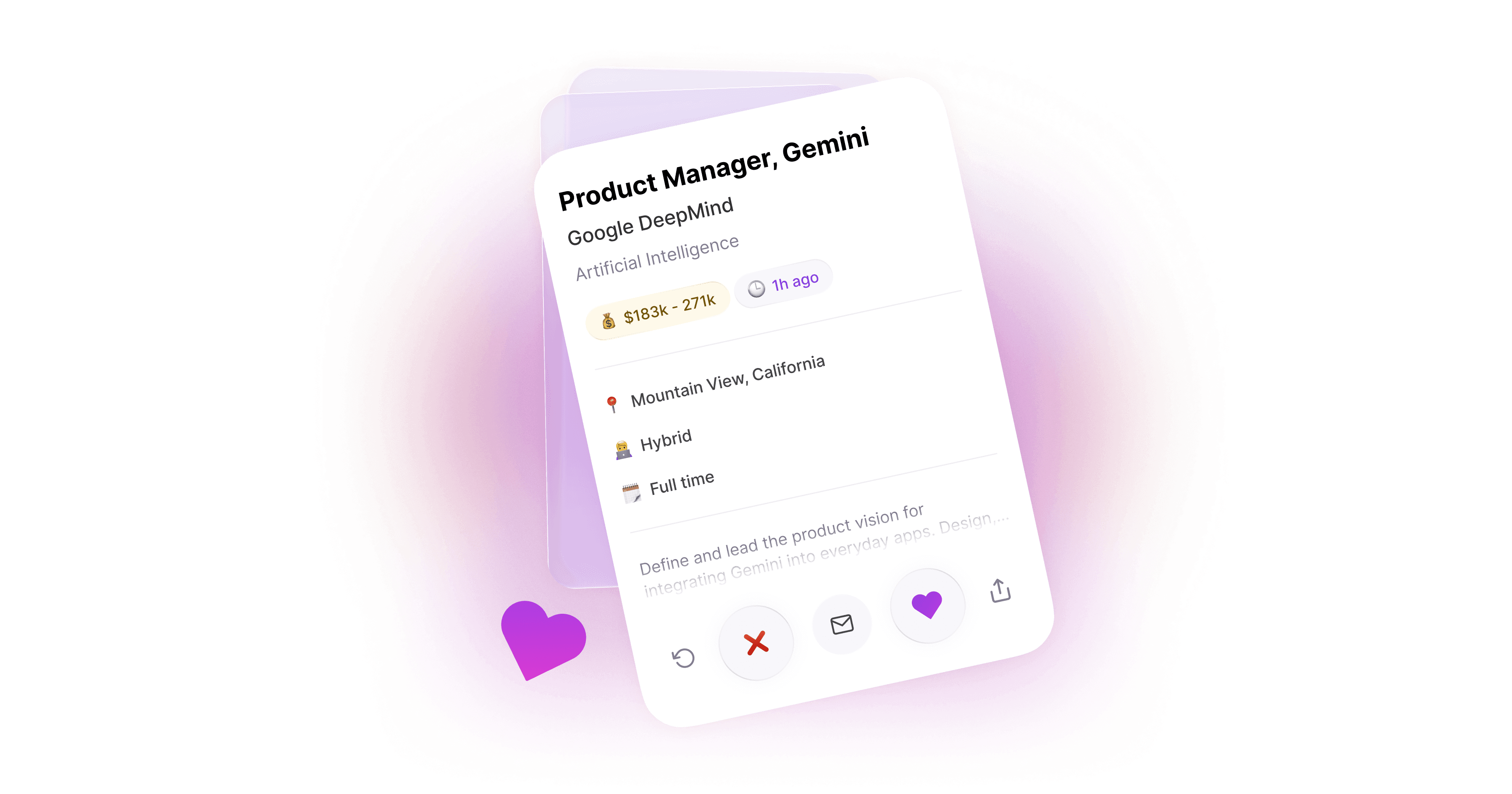 Illustration of job listing swiping in the Ace app