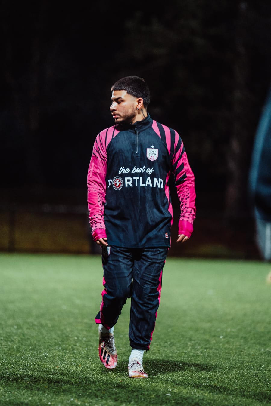 Player standing for camera.