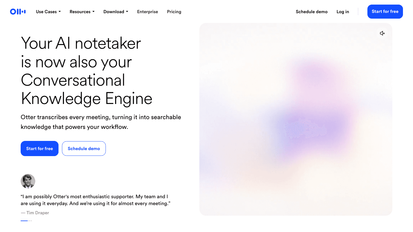 Otter.ai website screenshot