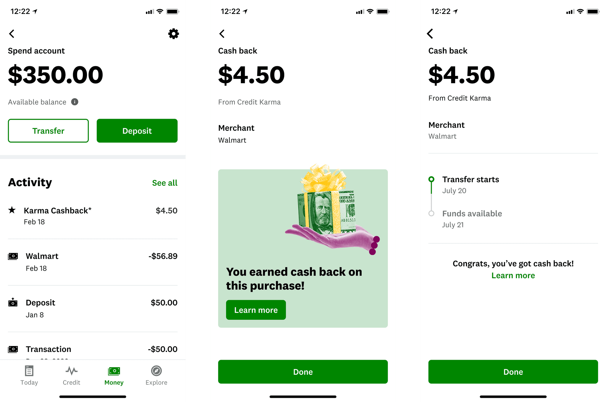 Credit Karma app screens