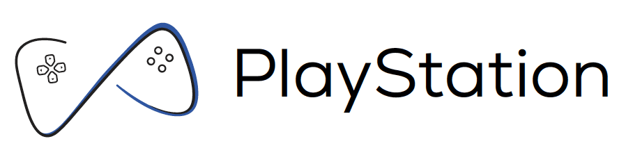 Logoentwurf: PlayStation; "P" und "S" der Marke in Form eines abstrakten Controllers