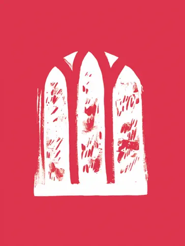 Red arched window illustration
