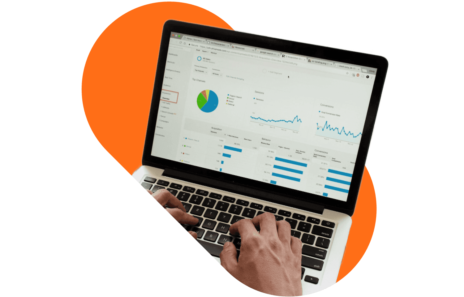 Laptop with data charts