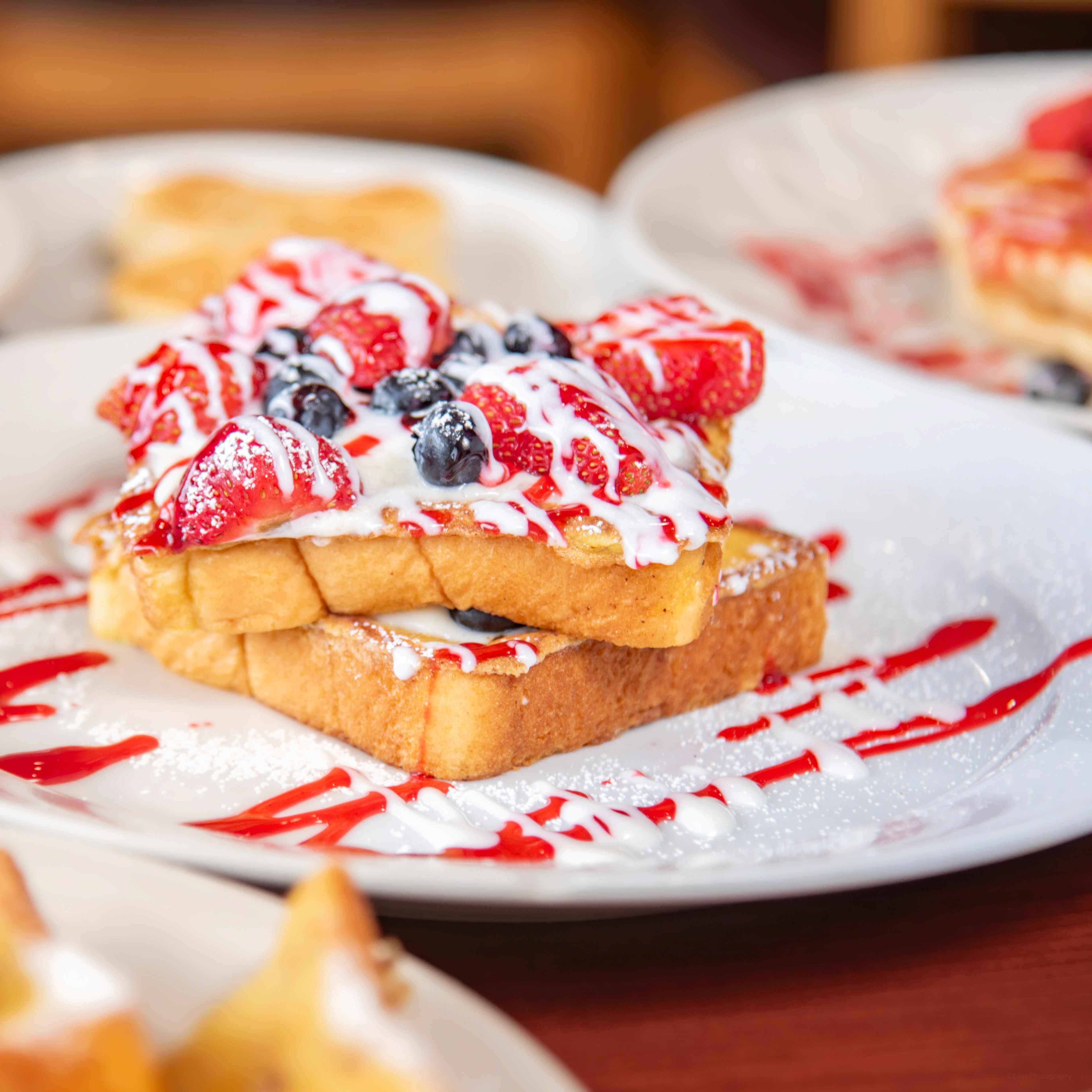 baked pancake with blueberry and slice of banan