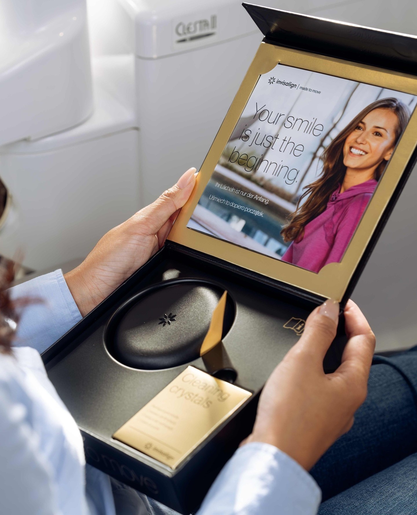 Person in fog with a glowing, glitching computer monitor head, dark cyberpunk portrait.