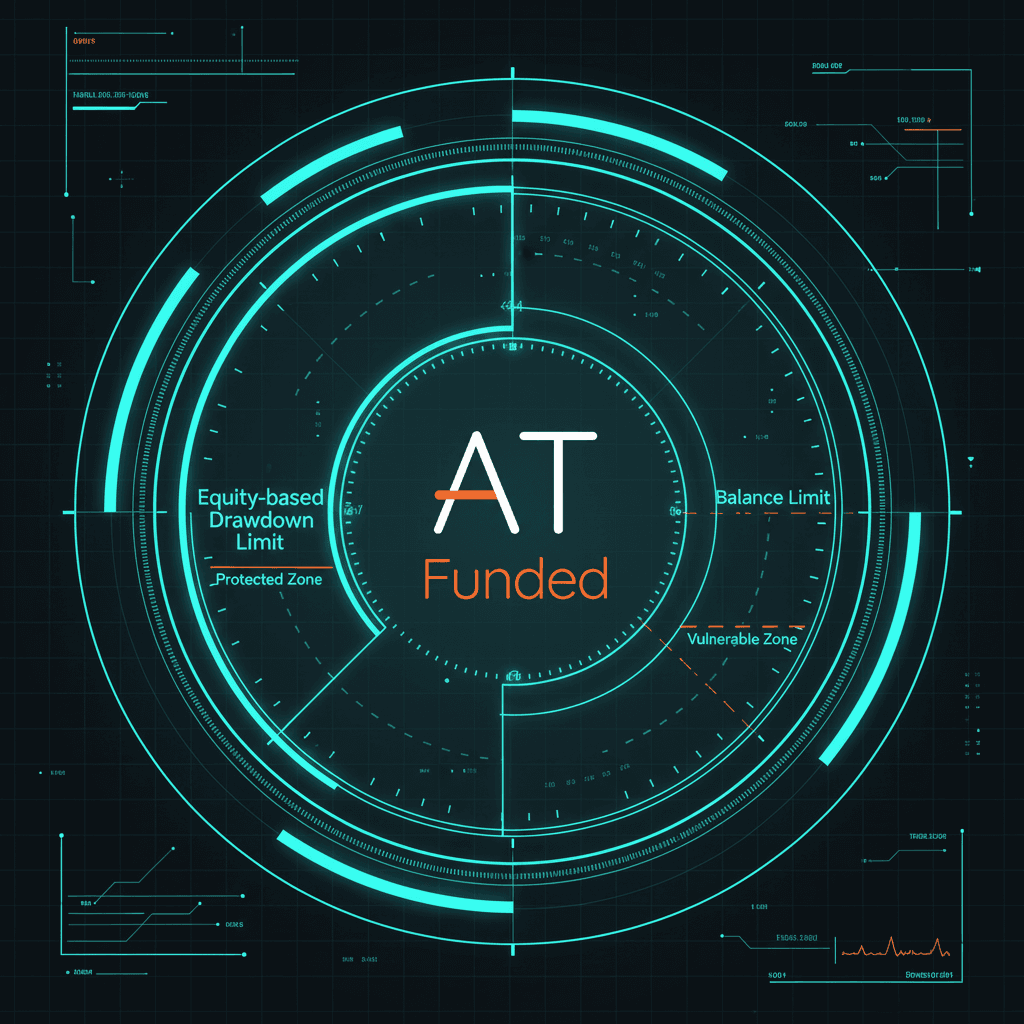 Blueprint schematic showing equity-based drawdown limit vs balance-based limit in forex risk management