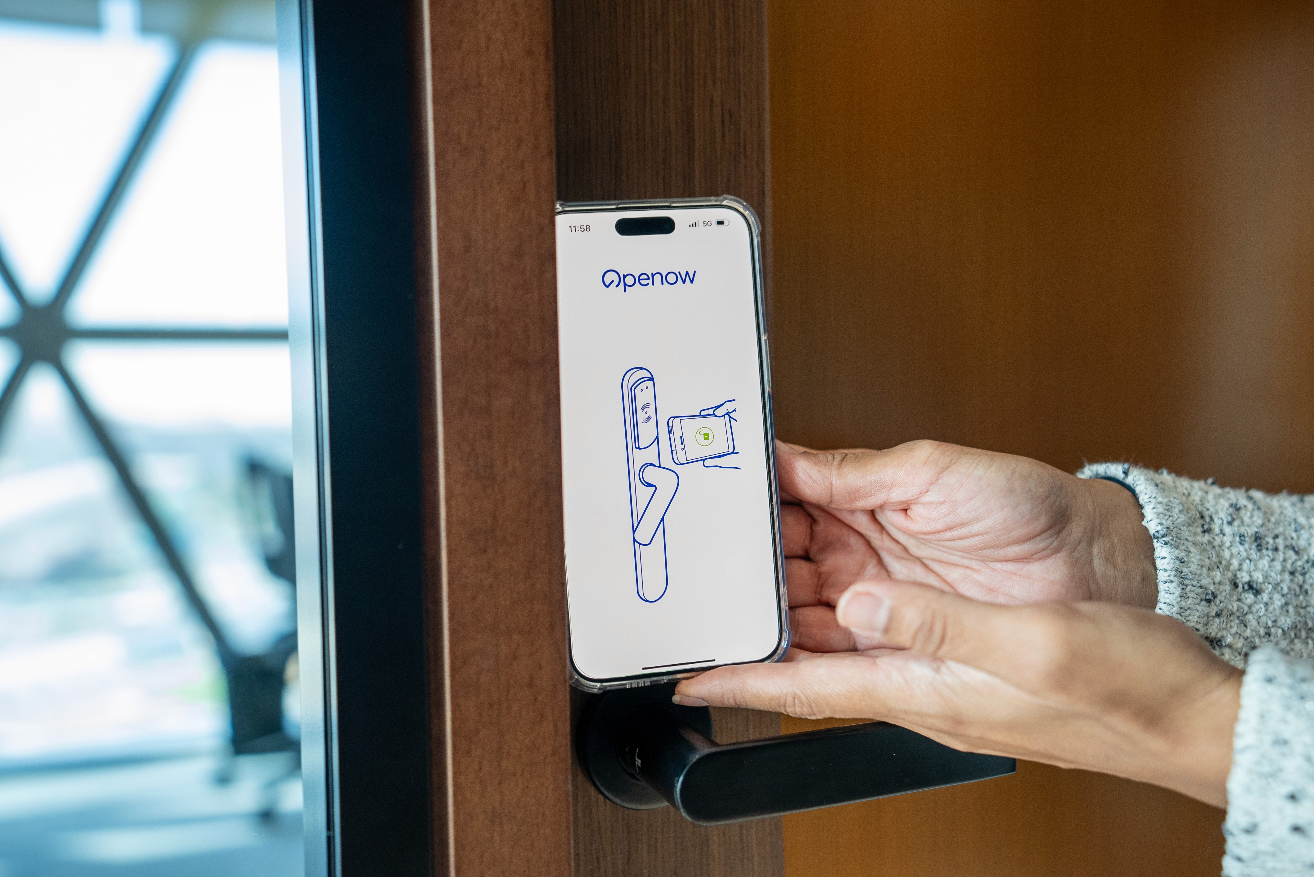 Smart workplace access and secure digital entry at Office Square Marina Plaza. 