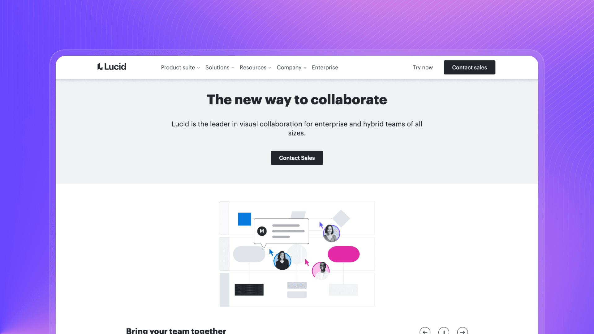 A screenshot of Lucid Software's home page
