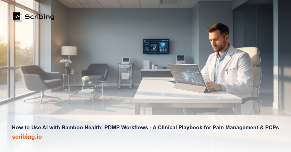 Clinical dashboard displaying PDMP prescription monitoring data alongside AI-driven workflow tools for pain management and primary care physicians