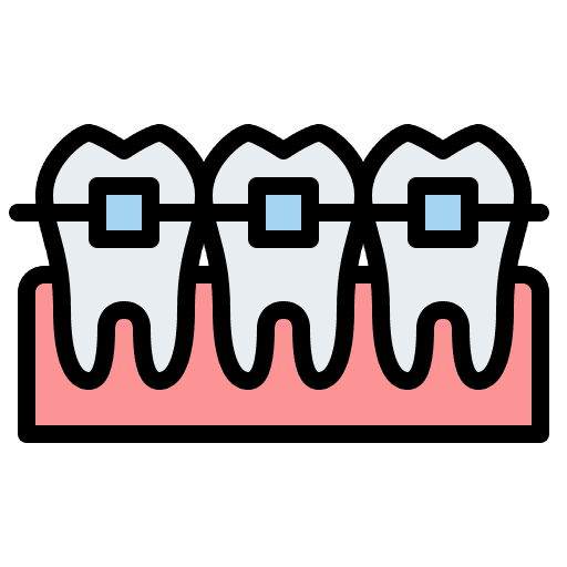 Orthodontic braces teeth alignment icon