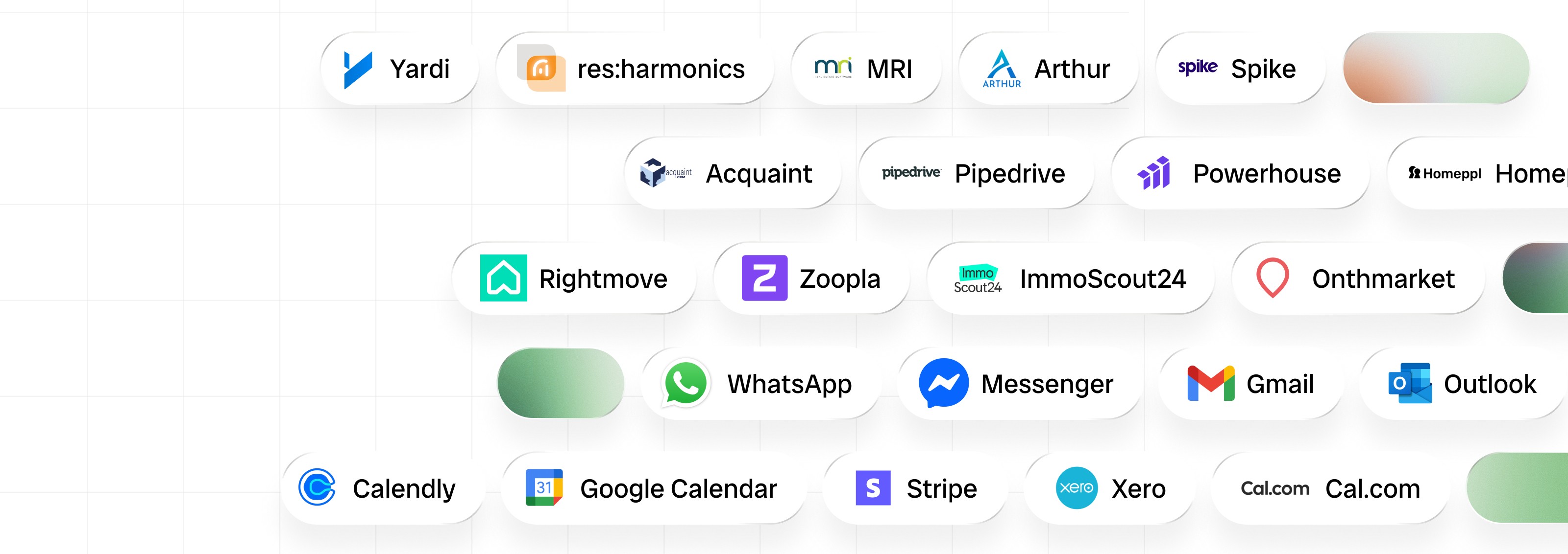 Interface showing tone options ‘Friendly,’ ‘Empathetic,’ and ‘Witty’ connecting to a loading bar labeled ‘Adjusting Brand Tone.’ Below, a sample Vinny message reads: ‘Hi there, I'm Vinny 👋 Tell me what you're looking for in your next home and I’ll help you find the best options.