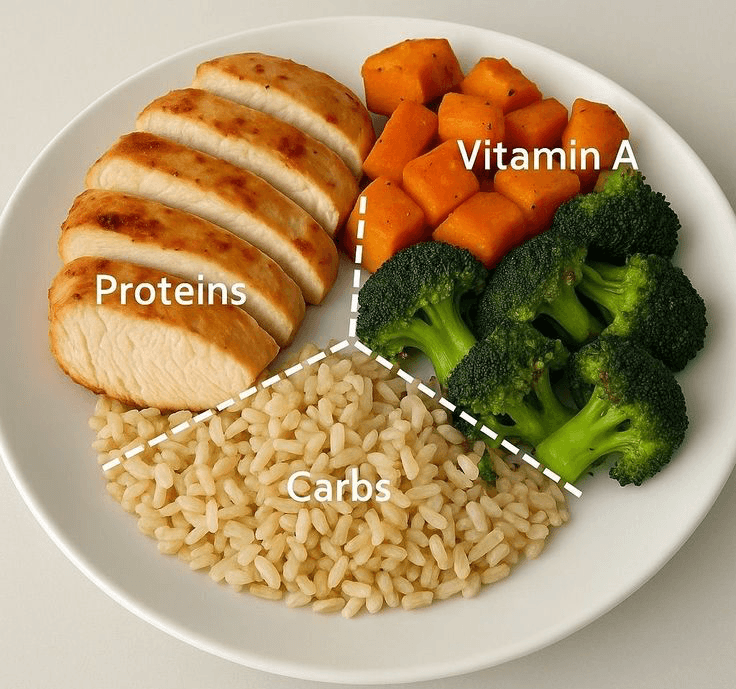 carbs, proteins and fats breakdown