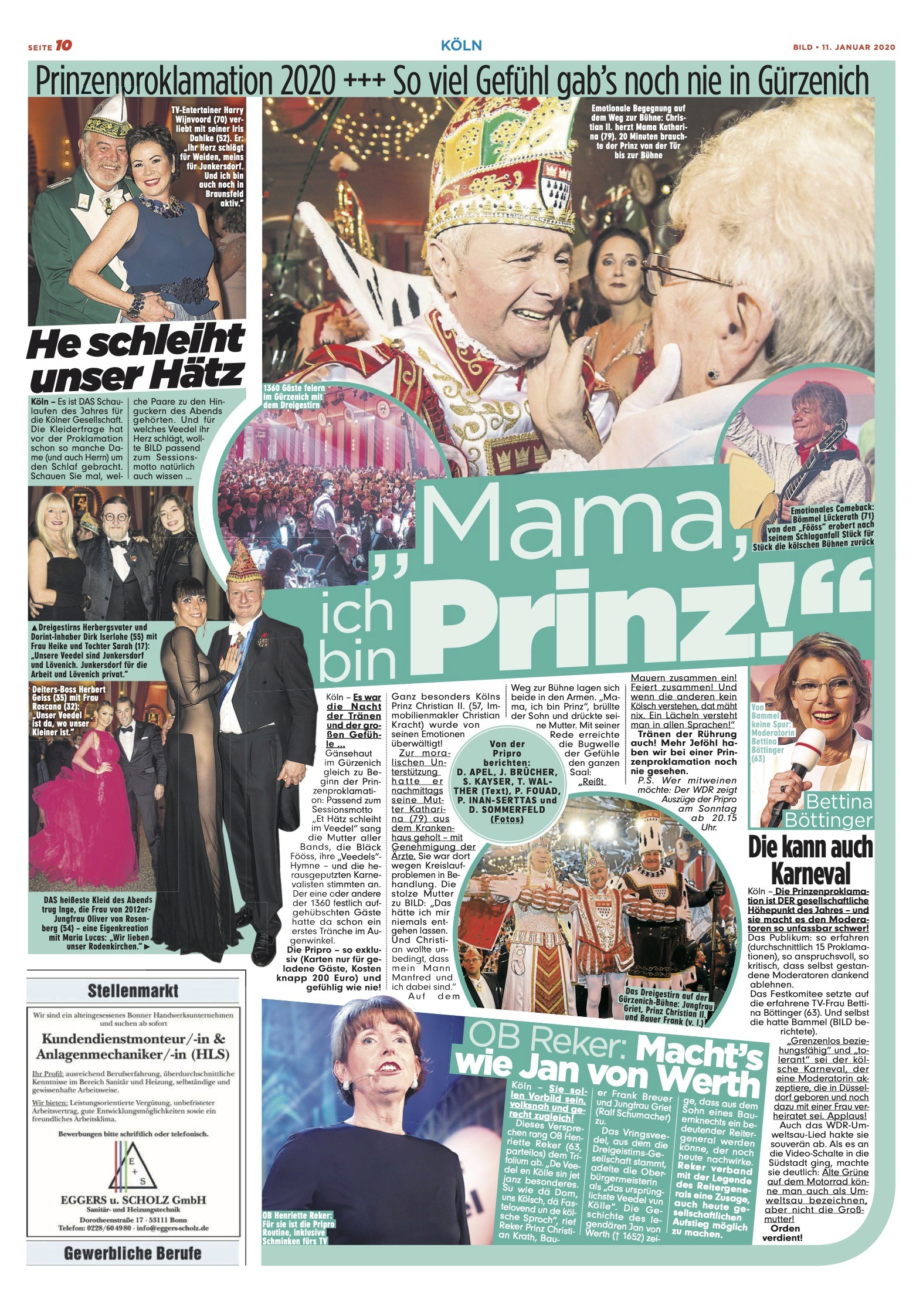 Zeitungsseite zum Kölner Karneval 2020