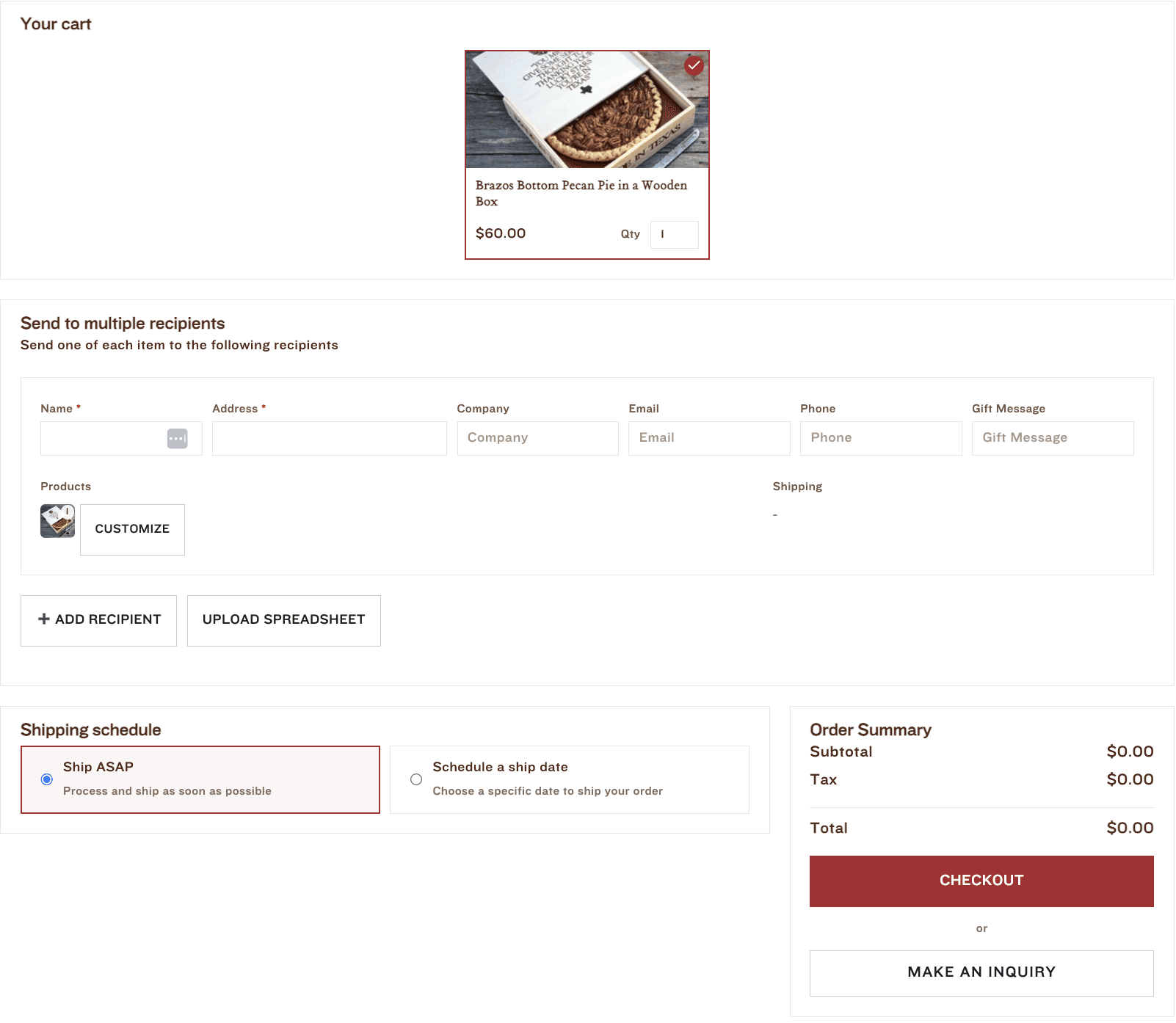 Multi-recipient checkout tool by Send To Many