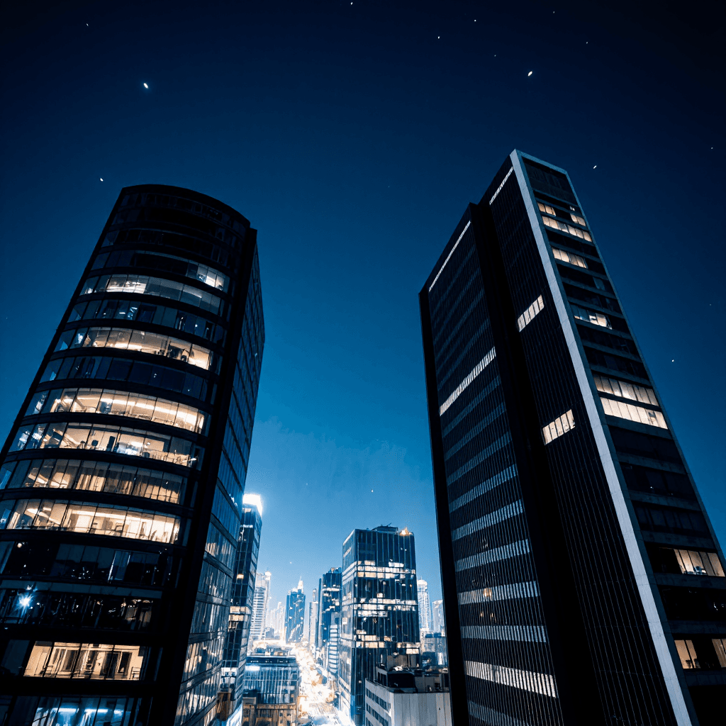 product photography of a set of high-rise buildings