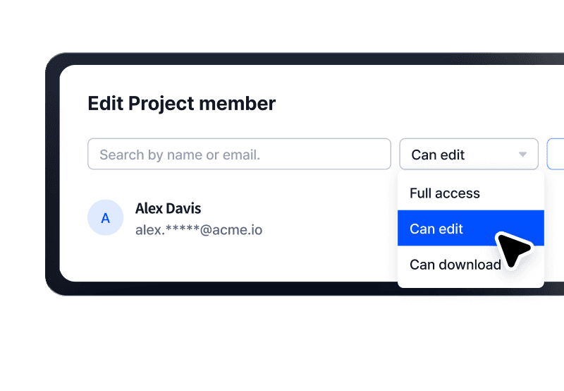 A user interface element showing a dropdown menu with options labeled "Edit" and "Delete."