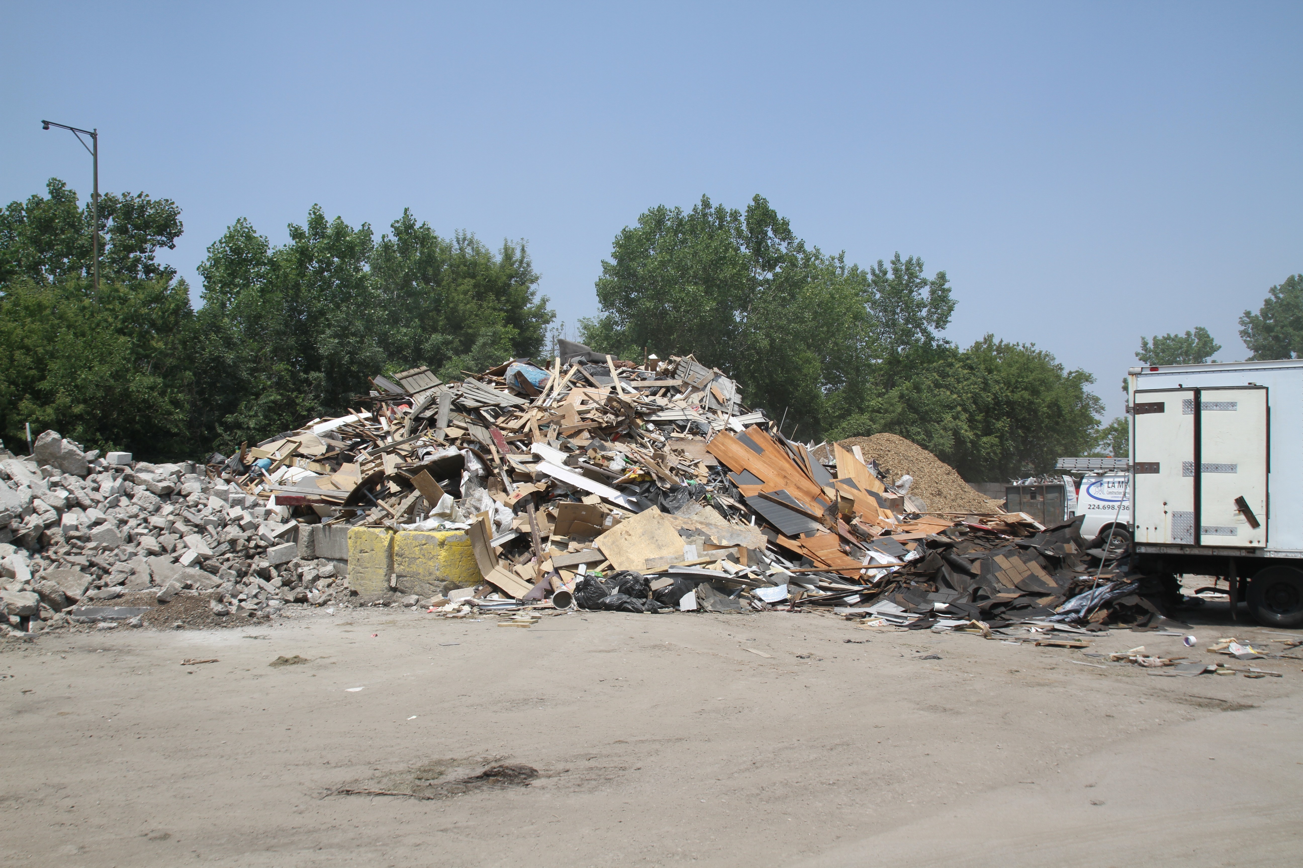 concrete, wood, drywall, roofing