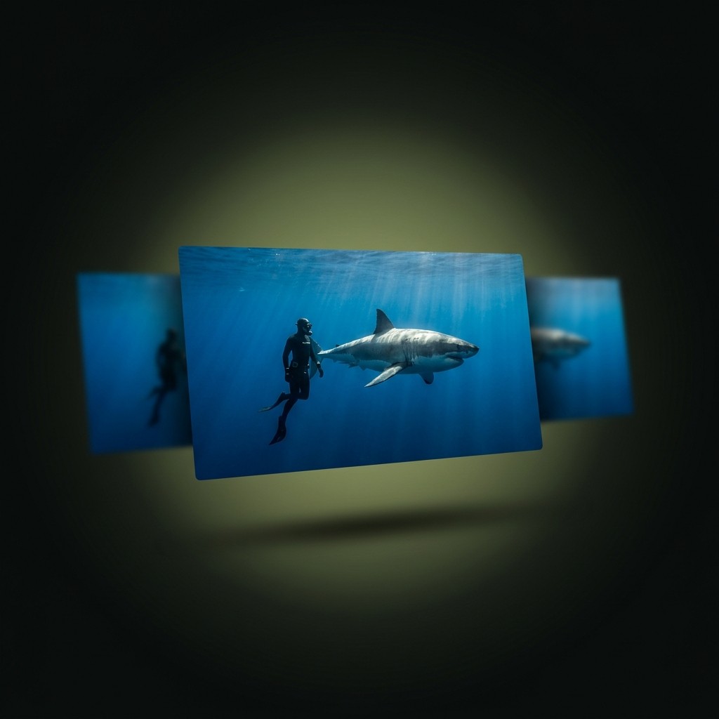 Miniature de plongeur avec requin