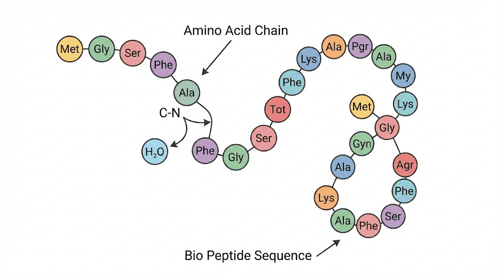 Bio peptide molecular structure amino acid chain diagram