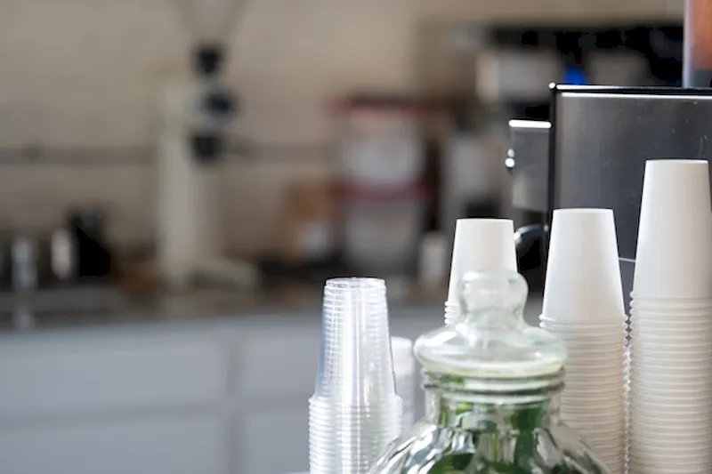 Compastable cups on a table