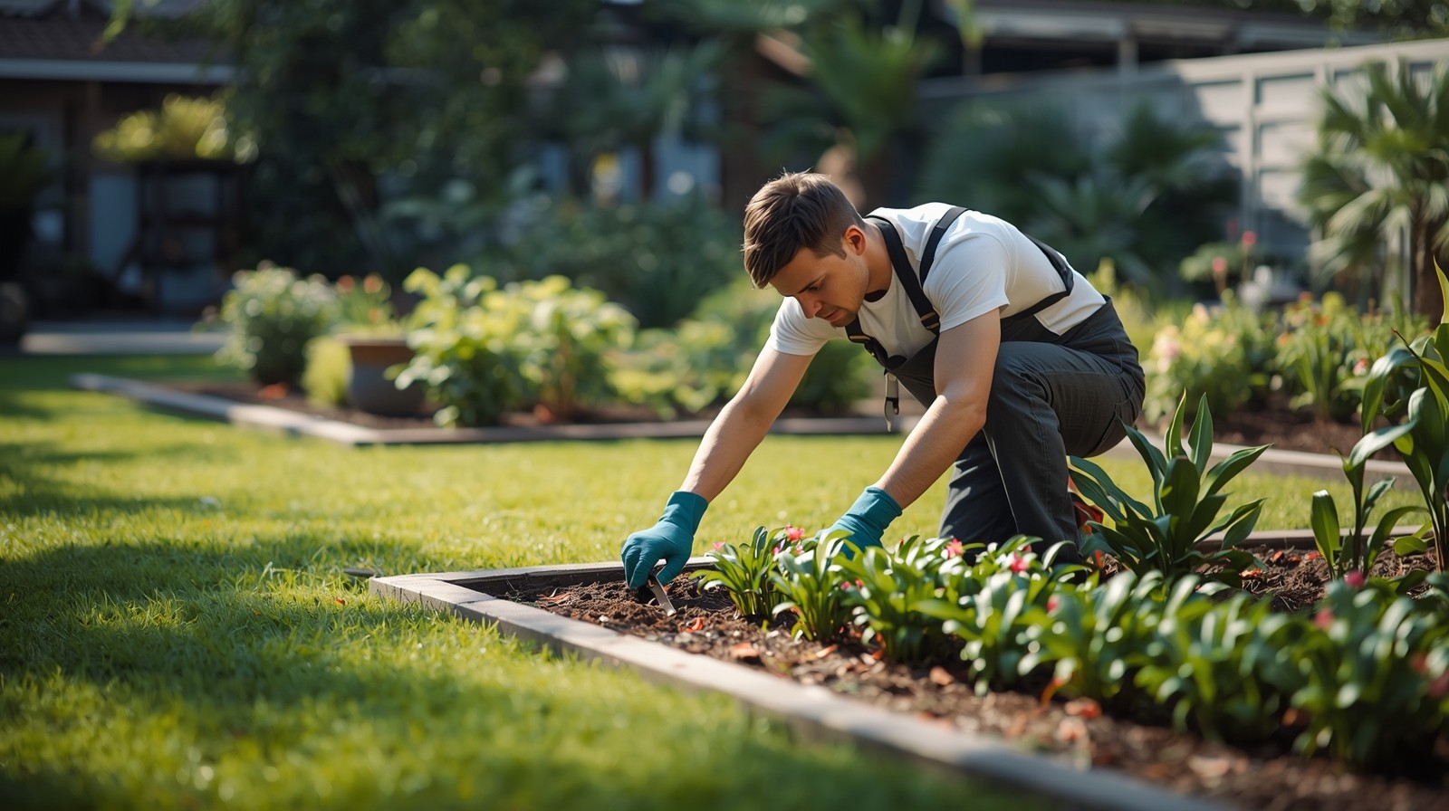 gardener maintaining garden