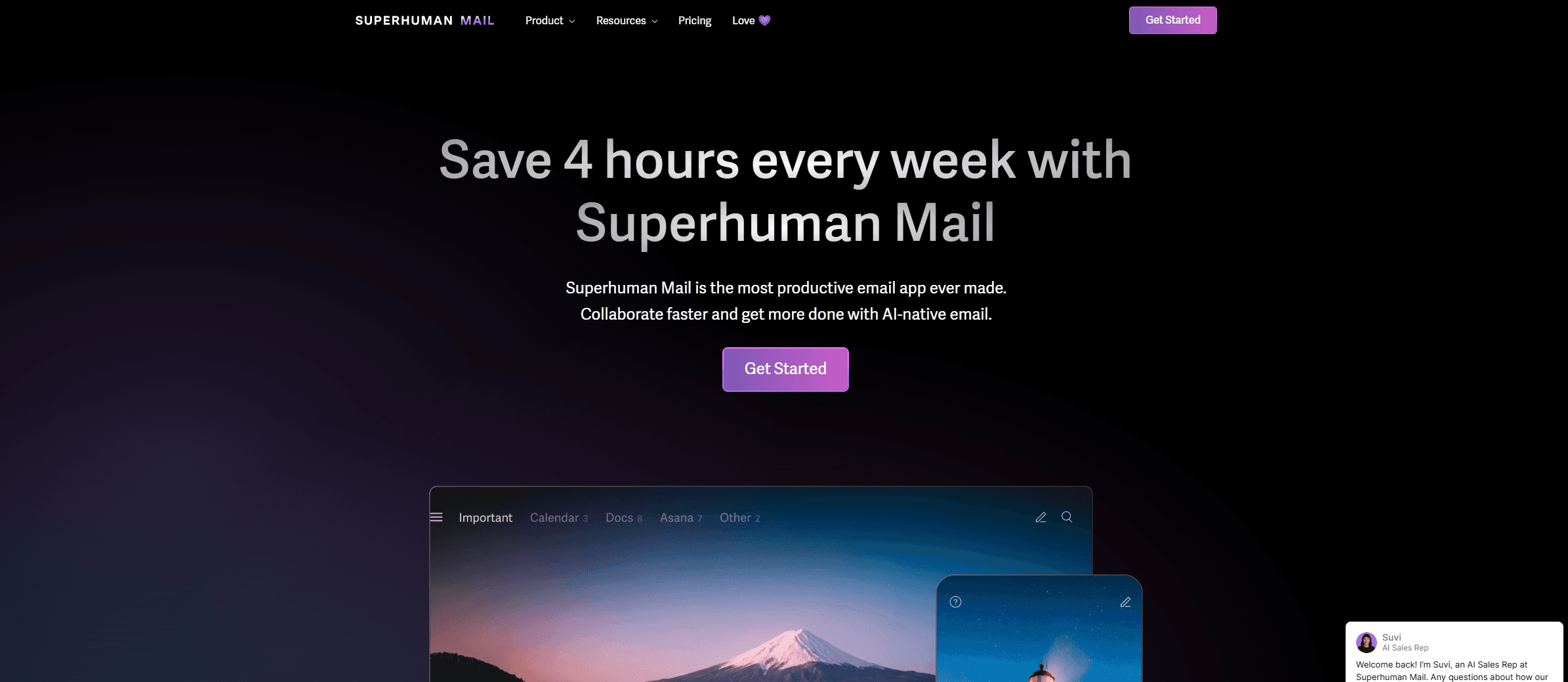 superhuman mail home page urađena u Frameru