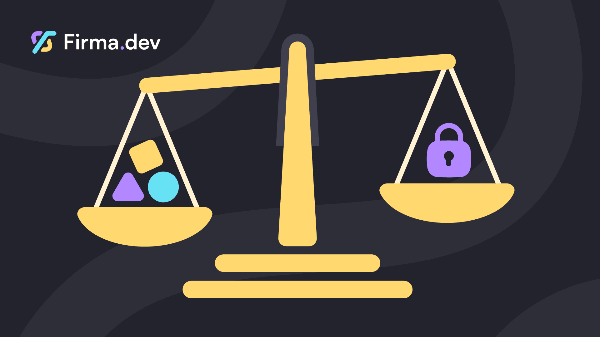 Scales showing balance between data privacy (lock) and data utility (shapes).
