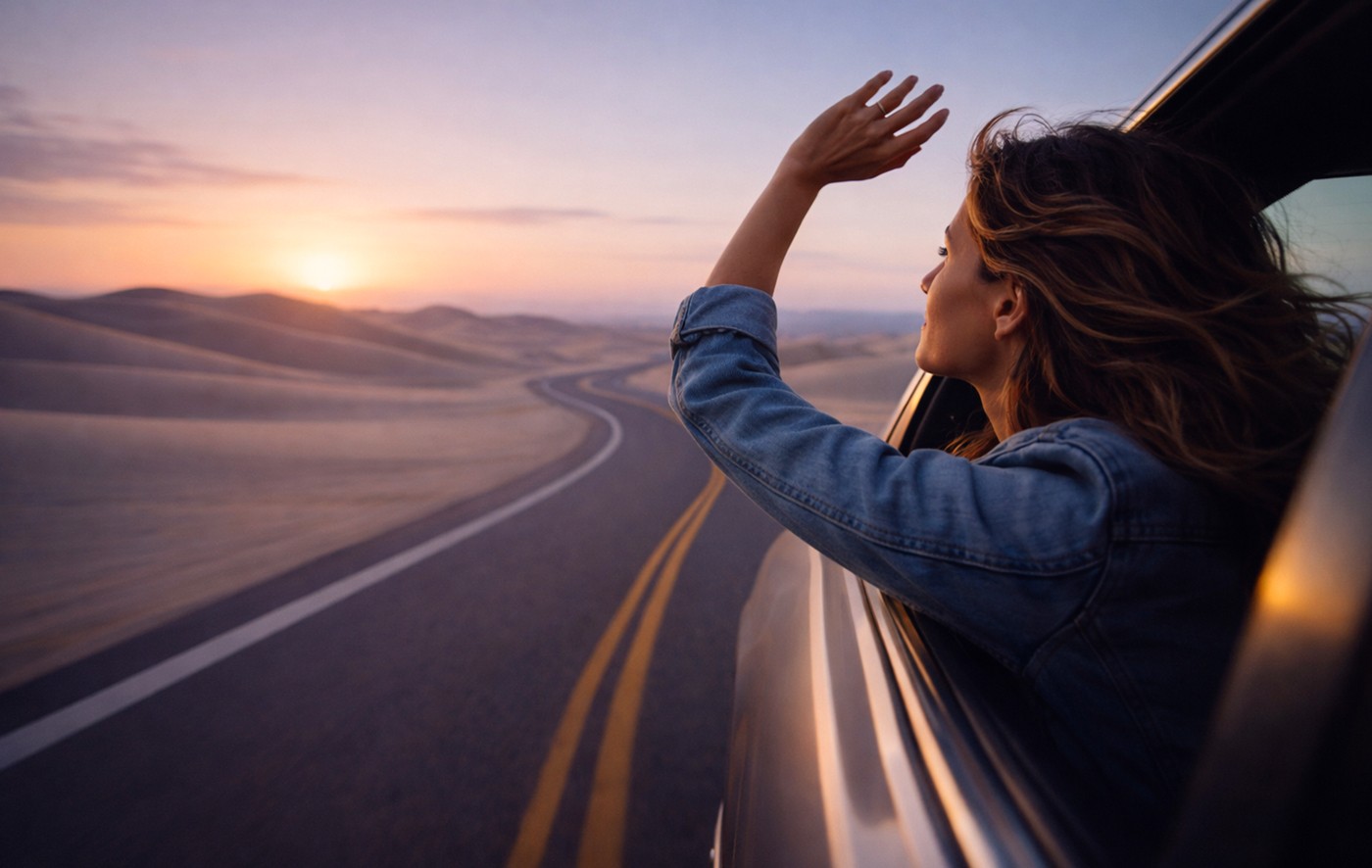 Women travelling in car