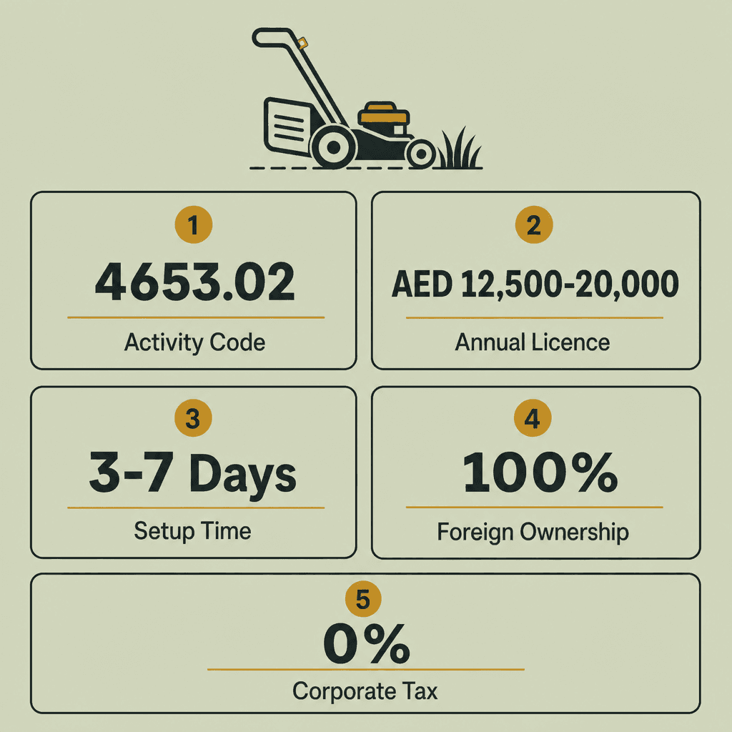 Infographic: Lawn Mowers & Garden Equipment Trading License in Dubai: Cost and Requirements