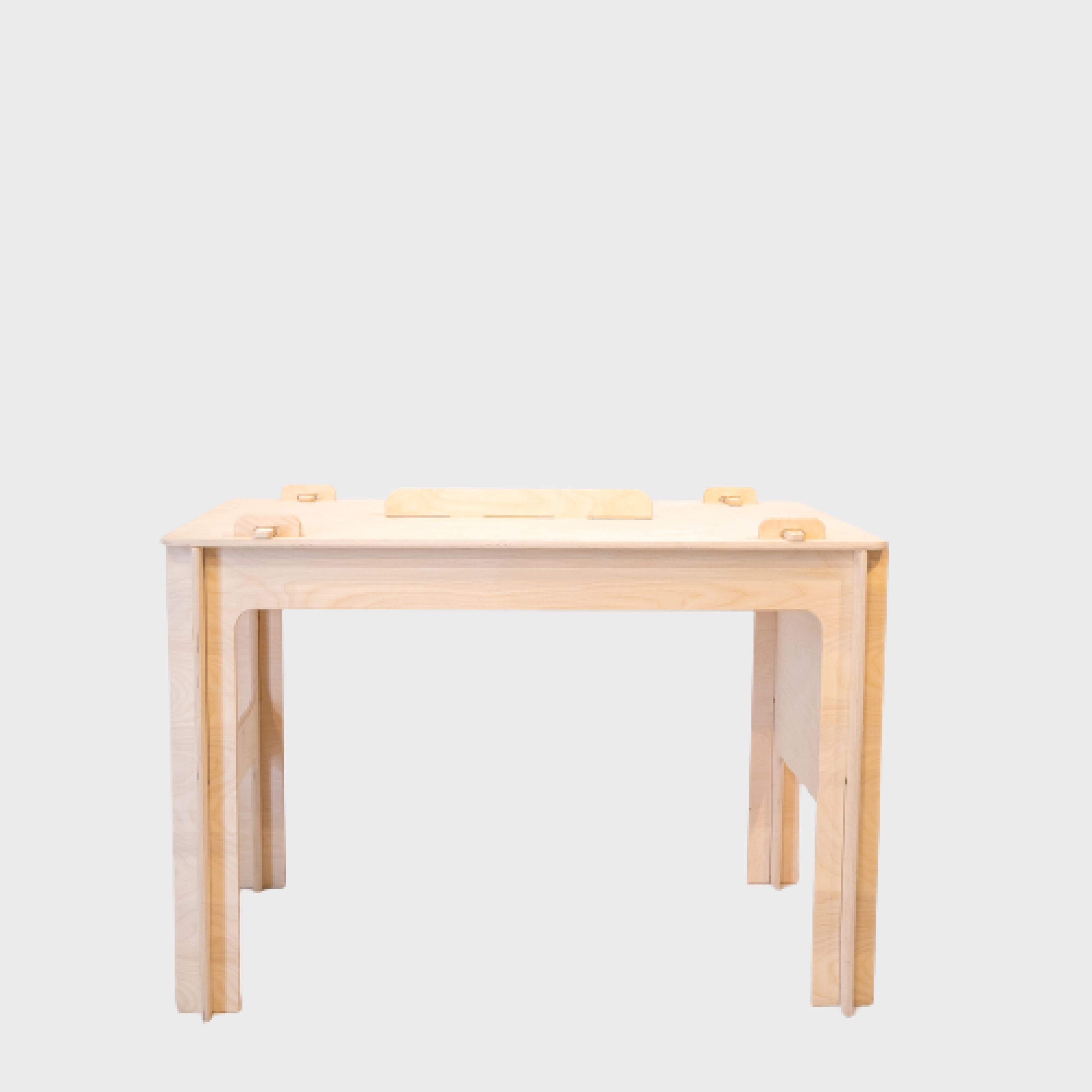 100 Tree Furniture quick assembly desk product shot from the front. It is assembled and on a grey background in the regular desk position.